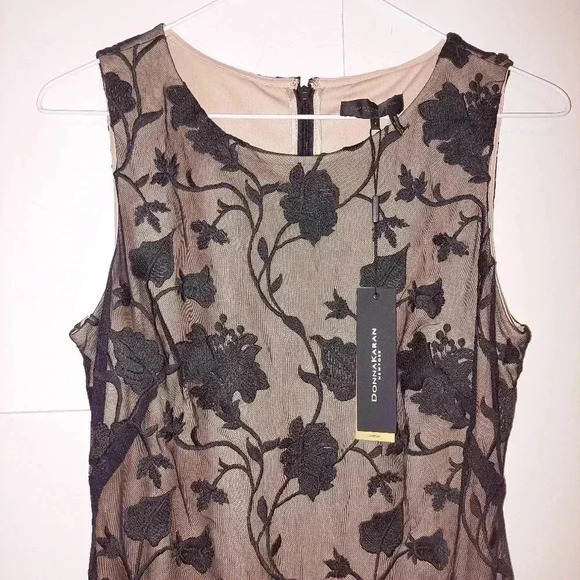 DONNA KARAN Floral Embroidered sleeveless dress. Size 4 - Picture 2 of 10